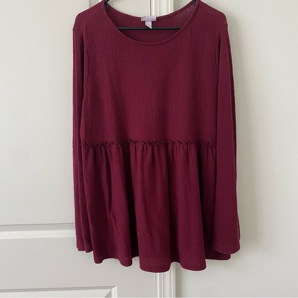 Isabel Maternity by Ingrid & Isabel Tops - Isabel Maternity Size Large Blouse Maroon Long Sleeves Burgundy